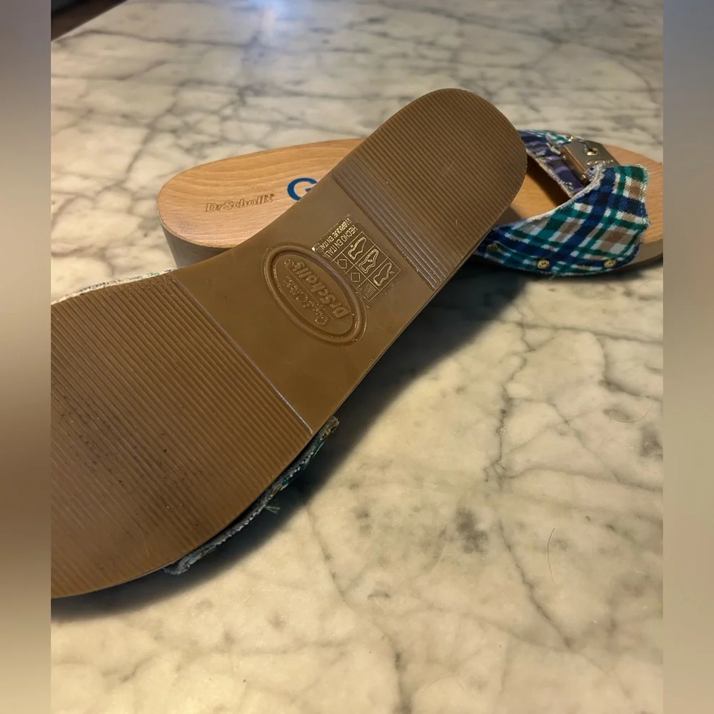 GANNI x Dr. Scholl's Plaid Sandals with Wooden Sole NWOB - Picture 3 of 9